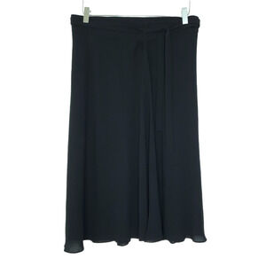 Moschino Silk Wrap Skirt 10 Black Tie Waist Semi-Sheer Flowy A-Line